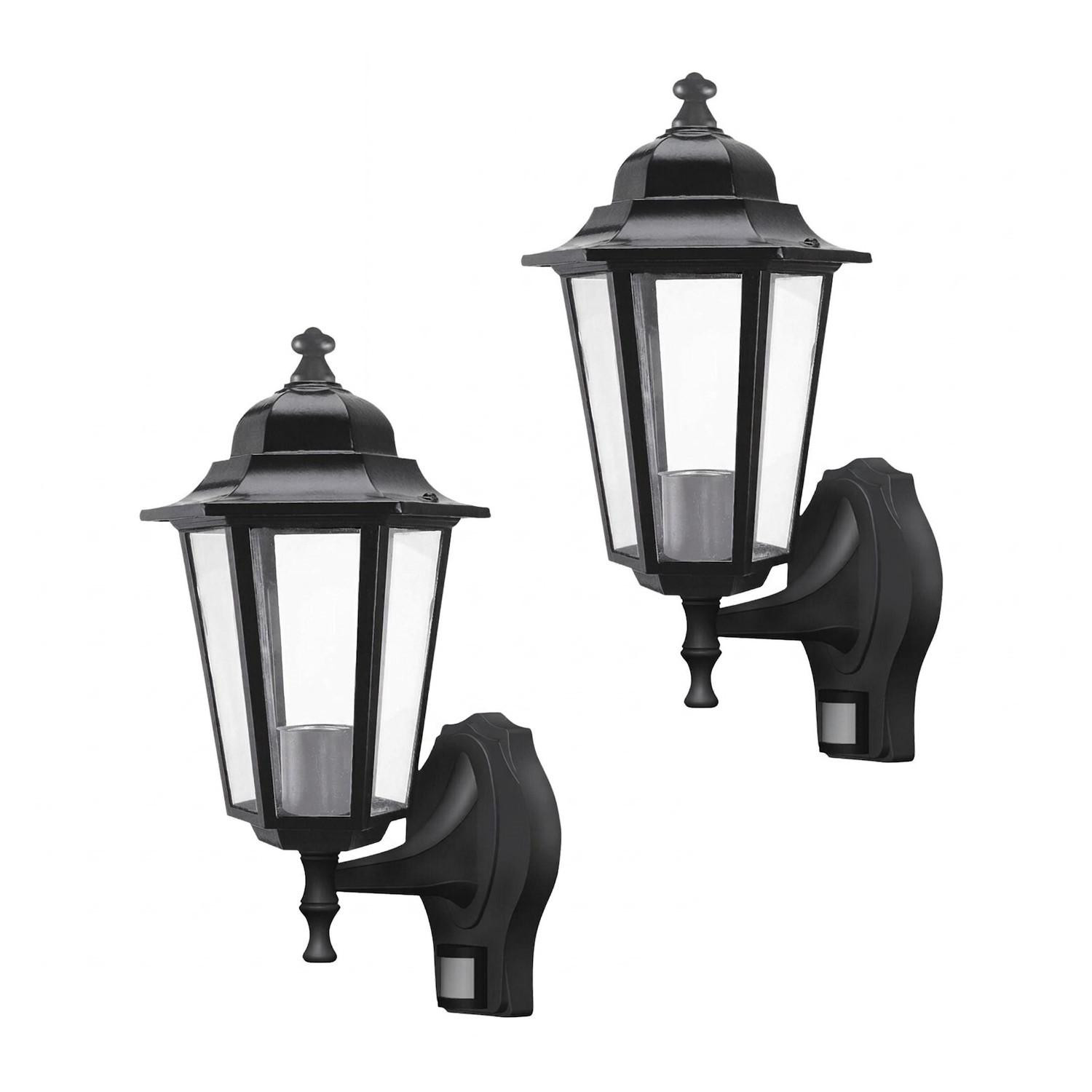 Rabalux Velence Buitenwandlamp met bewegingssensor, zwart, 2 stuks, IP43, E27, max. 60W