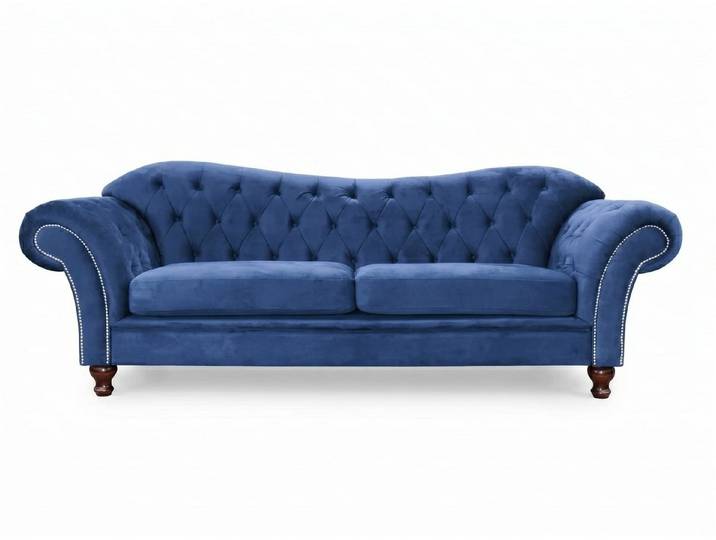 Xlmoebel 2-Sitzer Blaues 2-Sitzer-Sofa im Chesterfield-Stil mit gestepptem Design, 1 Teile, Gestepptes Design, Chesterfield-Stil