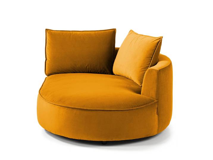 Modulottomane Orange/Orange Samt Shyla 126 x 154cm Ausrichtung rechts Modern