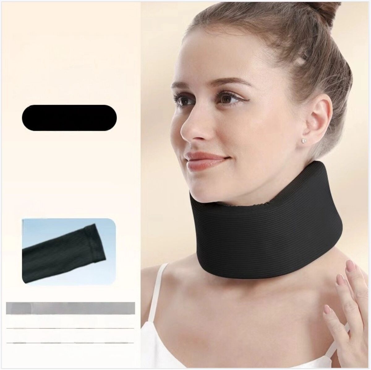 INF Collier de soutien cervical – Ajustement 360° avec housse lavable, mousse haute élasticité et mousse rafraîchissante, Le noir