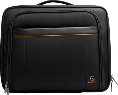 Exacompta Exactive® Notebook-Trolley, für Laptops bis 15,6″, aus recyceltem Polyester, Handgepäckformat, mit Rollen & Teleskopgriff, schwarz