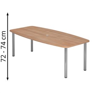 Hammerbacher Konferenztisch KT22C, Tonnenform, 220 x 72-74 x 83 / 103cm, nussbaum