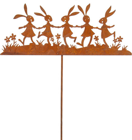 Rost-Hasenfamilie aus Metall, 20 cm