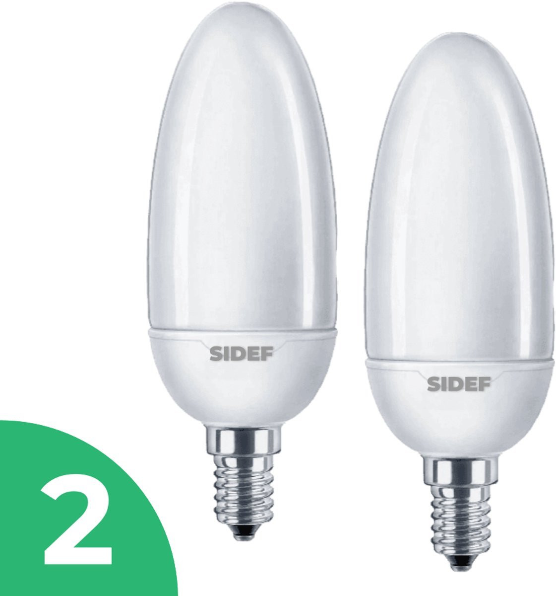 Sidef LED Kaarslamp Spaarlamp E14 - 11W - Warm Wit Licht (2700K) - 600 lm - 2 stuks