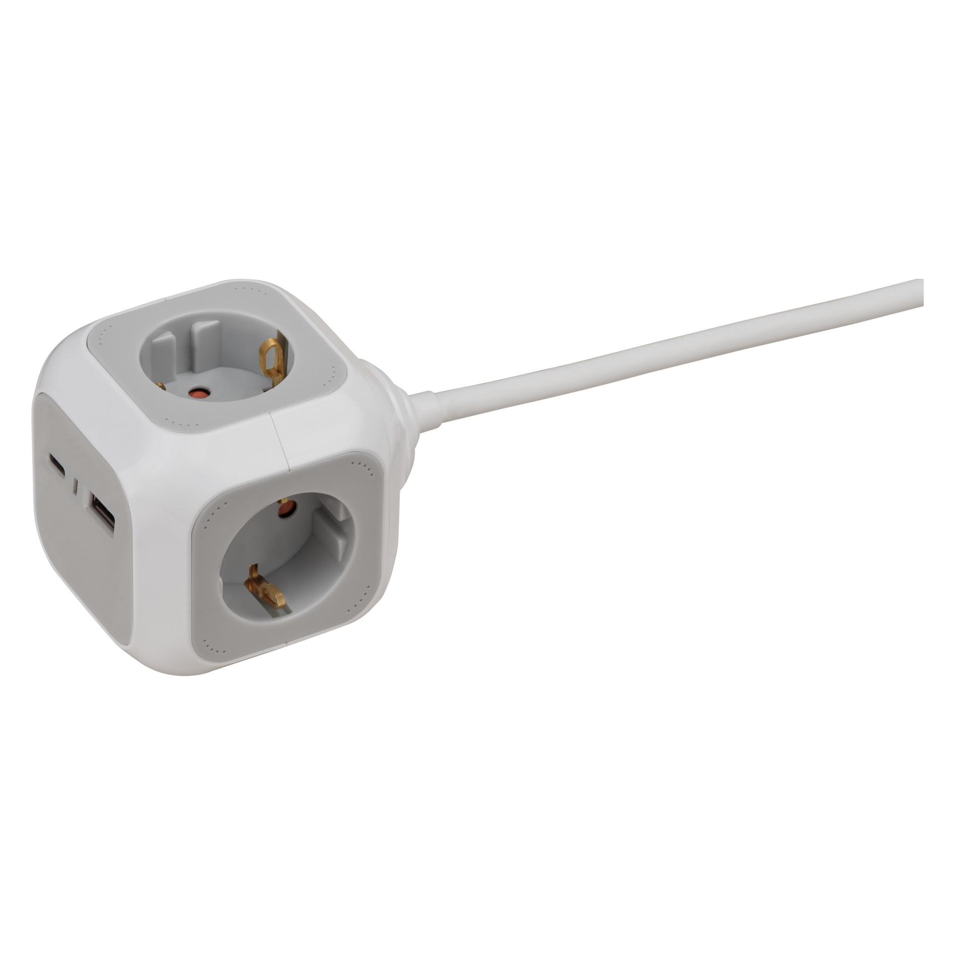 Brennenstuhl Steckdosenwürfel 4fach+USB PD20W A+C 1,4m (4x, USB-A, USB-C, 1.40 m) (1150100010)