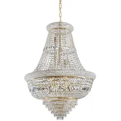 Ideal Lux Pendelleuchte DUBAI, 24-flammig,  Ø 80cm, E14, Metall / Kristall geschliffen, Messing IDEA-243528