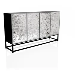 Sideboard / Kommode METALLIO 140x37x80 cm 4 Türen silber hjh LIVING