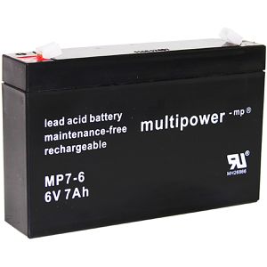 Multipower AGM-Batterie MP7-6, 6 V, 7 Ah, Faston 4,8 mm Anschluss