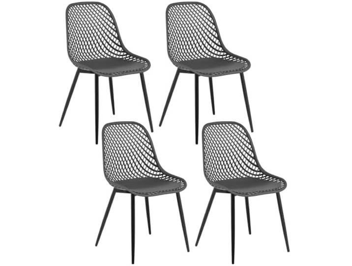 Klihome Esszimmerstühle 4er Set, Esszimmer Stühle mit Rückenlehne Metallbeinen, Küchenstuhl Schalenstuhl Wohnzimmerstuhl, skandinavisch, modern, Grau K0024EZS-4
