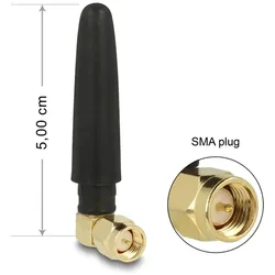 DELOCK ISM-Antenne SMA 1dBi flexibel omnidirektional schw