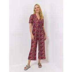 IN-PRINT Jumpsuit, 1/2-Arm V-Ausschnitt 7/8-Beinlänge Allover-Druck