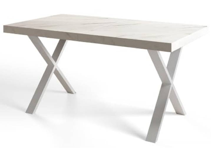 AlpiMeble Rechteckiger Esstisch, Stabile Metallbeine, 140x80 cm, Marmor Moderner Wohnzimmertisch, Küchentisch und Esszimmertisch, Tisch mit stabile Konstruktion, Kollektion Loft X