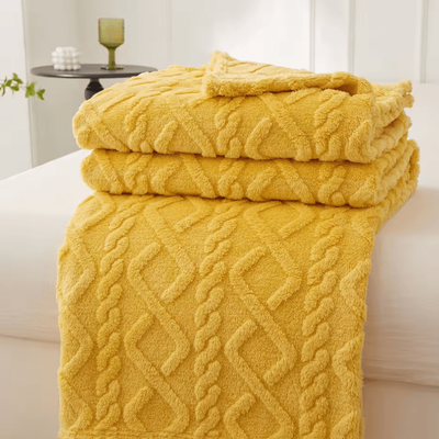 Inspire Curations Thick Sherpa Fleece Winter Throw Blanket turmeric 120x200cm