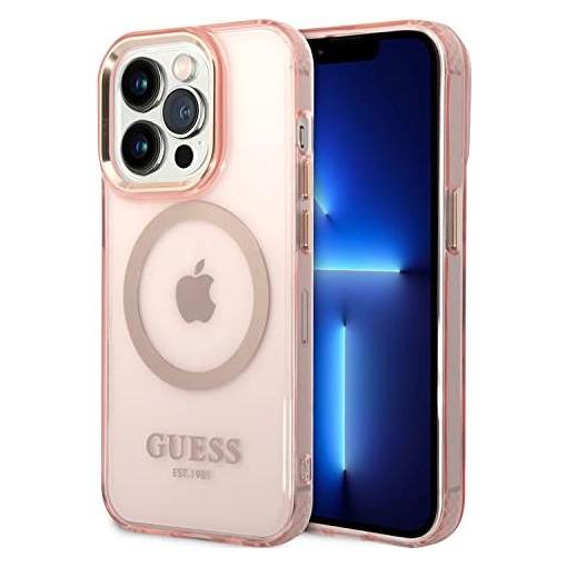 Guess Translucent MagSafe Compatible Case für Apple iPhone 14 Pro - pink (Apple iPhone 14 Pro) (GUHMP14LHTCMP)