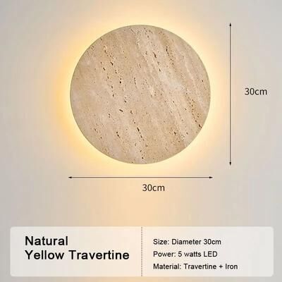 Uplift Picks Natural Yellow Travertine LED Wall Sconce Modern Stone Accent Light 02 warm Light