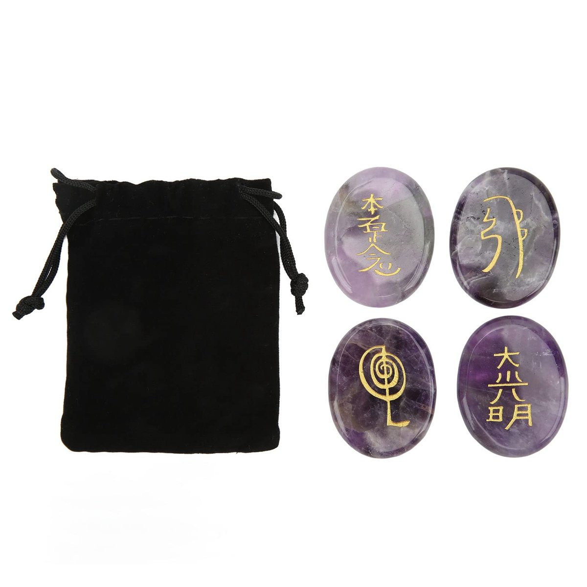 4 stuks Reiki Symbolen Stenen met Gegraveerde Chakra Symbolen voor Meditatie en Kristaltherapie