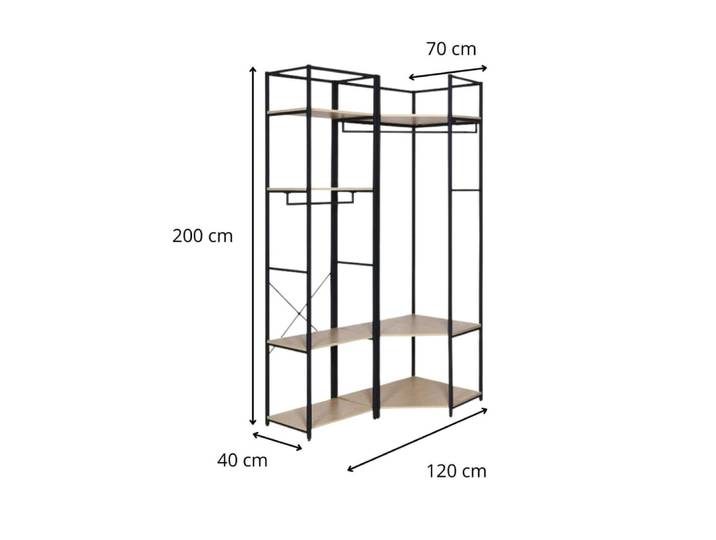 Lot de 2 portants vêtements en bois et métal 120x200cm