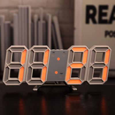 Universal Stock LED Digital Clock With Alarm, Temperature Display & Adjustable Brightness For Wall Or Desk orange