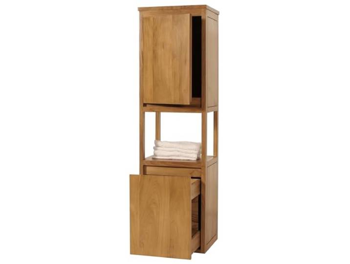 Mendler Teak-Hochschrank HWC-M71 141x41x36cm Badschrank, Badregal, Badezimmer, hochwertiges B-Grade-Teak, (Kernholz, 20-30 Jahre)