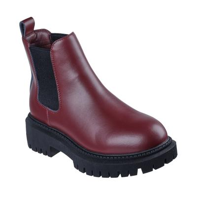 Chelseaboots SKECHERS "MODERN RUGGED-THE VOYAGER", Damen, Gr. 35, Textil, rot (dunkelrot), Leder, Schuhe Chelseaboots, Stiefelette mit Memory Foam - Ausstattung