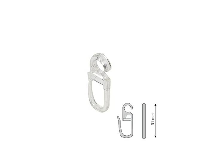 Liedeco Faltenlegehaken für Gardinenringe für 16 mm Ringe, 8 Stk glasklar