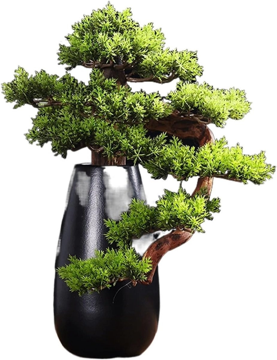 Kunstplant Bonsai Nep Ceder met Keramische Pot - Groen