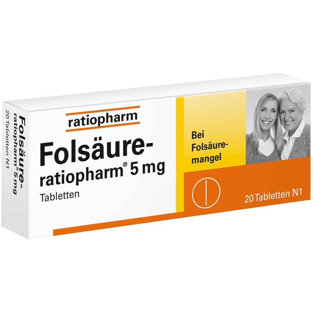 Folsäure-Ratiopharm 5 mg Tabletten 20 St