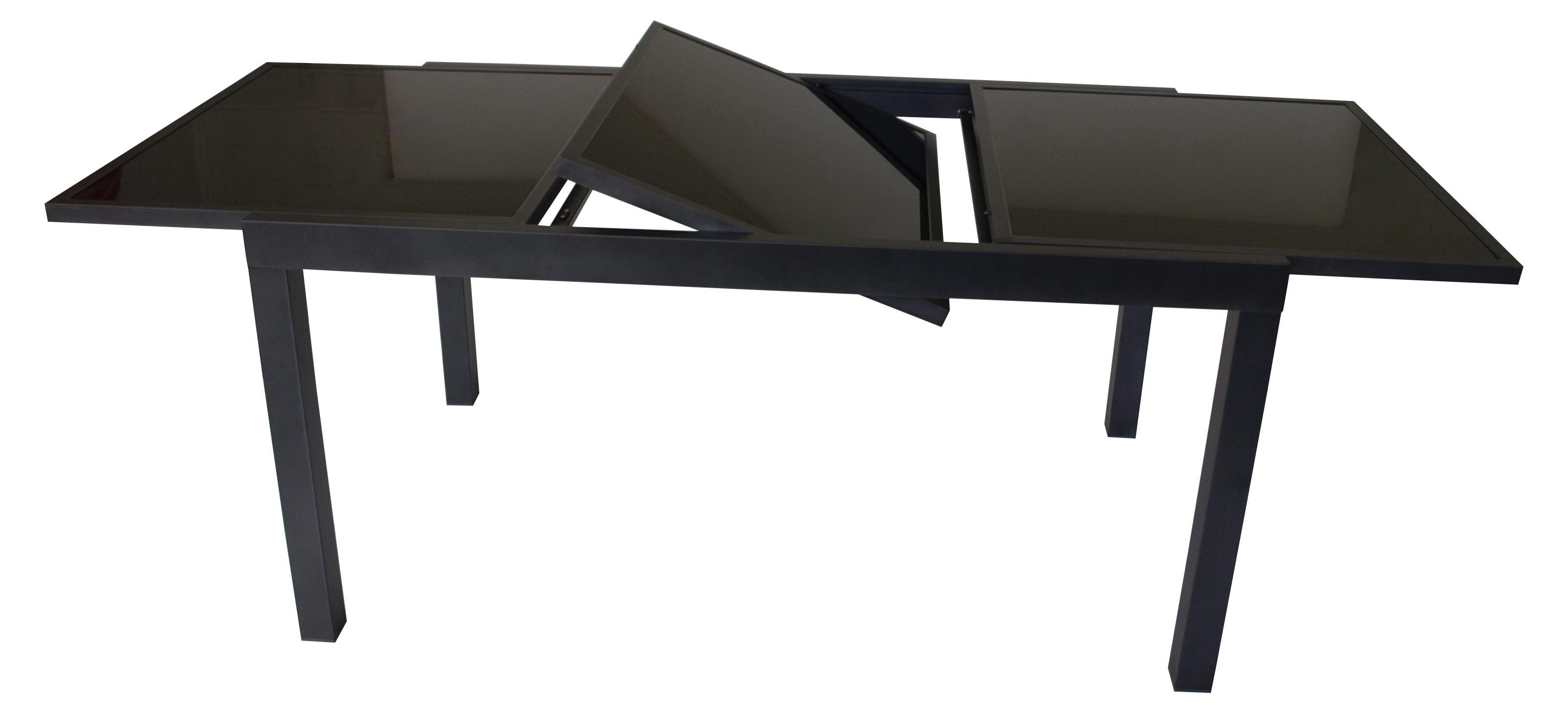 Garten Ausziehtisch Tisch Aluminium+ Glas schwarz 150/210x90cm