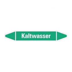 Aufkleber I RKZ-Etikett Kaltwasser, grün/weiß, für Ø 60-90mm, 310x52mm, 3/Bogen