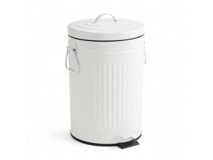 Relaxdays Poubelle rétro\, blanche 12 L\, cuisine et salle de bains\, à pédale\, fermeture amortie\, seau amovible\, métal
