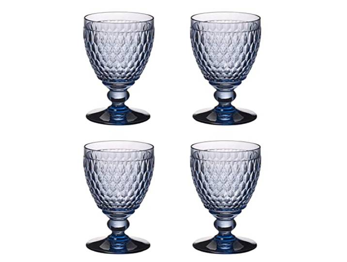 Villeroy & Boch Boston coloured Wasserglas blue 4 Stück Nr. 1173090131 und 4er Set EKM Living Edelstahl Strohhalme