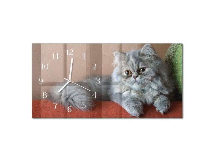 Tulup Wanduhr 60x30 cm - Wasser, Grau, Glas, Rechteckig, 60x30x0.4 cm, Dekoration, Uhren, Wanduhren