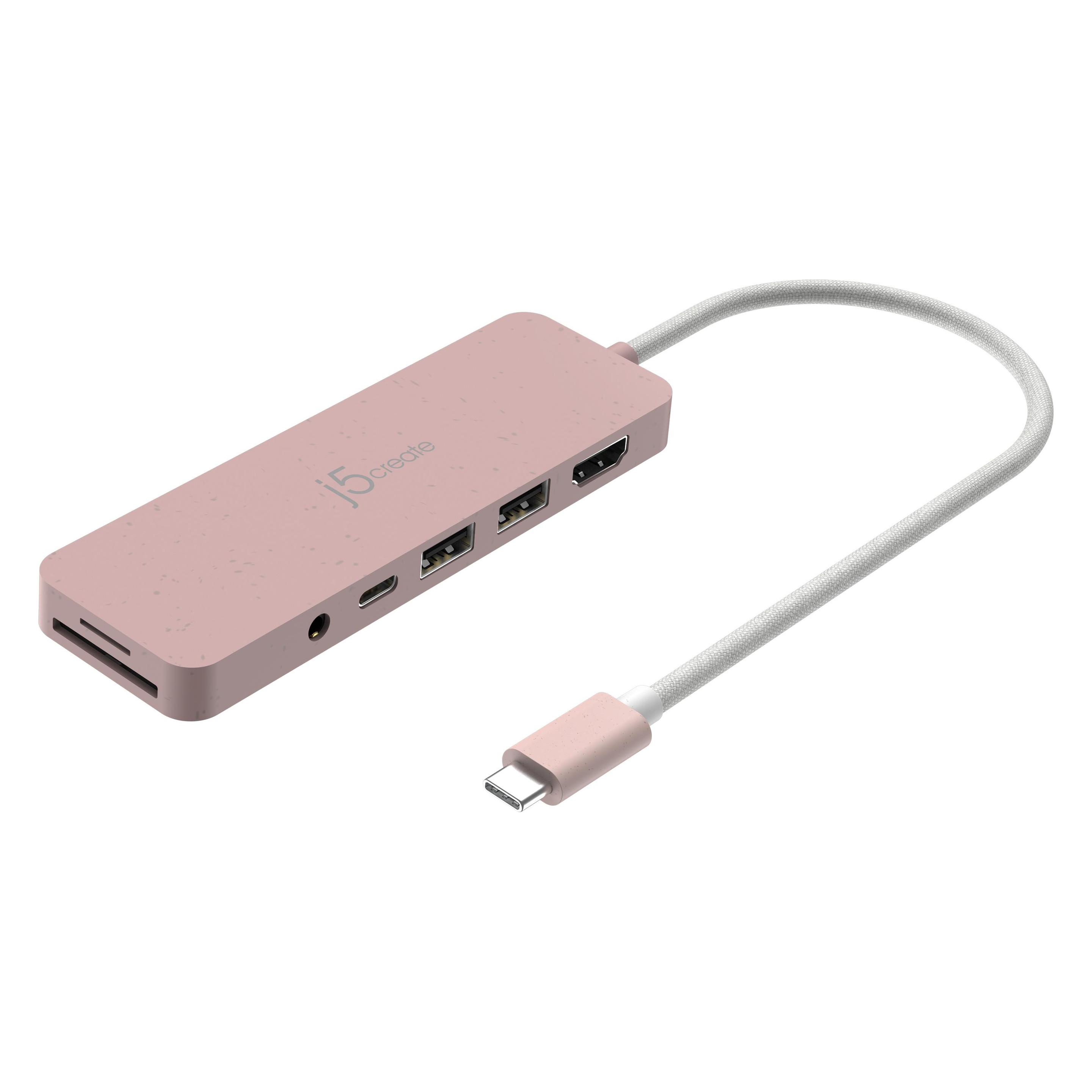 j5Create JCD373ER-N Umweltfreundlicher USB-C-Hub mit mehreren Anschlüssen und Power Delivery (USB-C, 6 Ports) (JCD373ER-N)