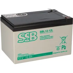 SSB Battery SBL12-12L AGM Bleiakku 12V 12Ah T2 / Faston 6,3 mm