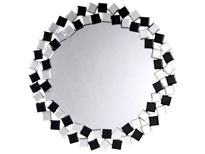 Kayoom Wandspiegel, Schwarz, Silberfarben, Metall, Glas, Holzwerkstoff, rund, 80x80x1.6 cm, Spiegel, Wandspiegel