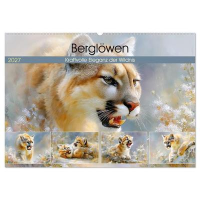 Berglöwen. Kraftvolle Eleganz der Wildnis (Wandkalender 2027 DIN A2 quer), CALVENDO Monatskalender