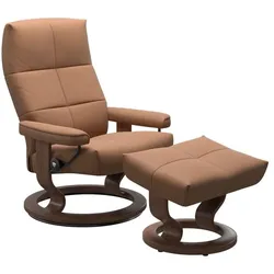 Stressless Sessel mit Hocker David Classic Leder Braun Batick Latte L (Large)