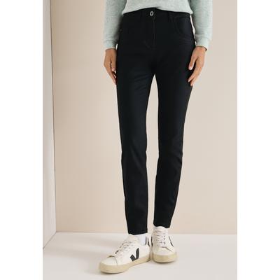 Lederimitathose CECIL, Damen, Gr. 34, Länge 30, schwarz, Stoff, 76% Viskose, 21% Nylon, 3% Elasthan, unifarben, slim fit lang, Hosen, in Fake-Leder-Optik