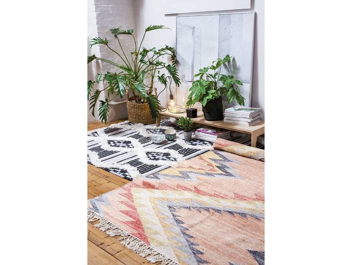 Tapis Vintage Zigzag Orange 140 x 200cm Laine/Coton