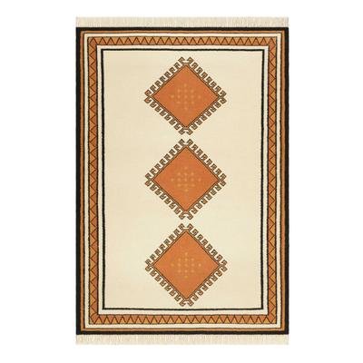 Teppich WECON HOME "Afoud", weiß, B:80cm H:5mm L:150cm, Schurwolle, Teppiche, Teppich, Kurzflorteppich, handgewebt, geometrisch, modern, stilvoll, natürlich