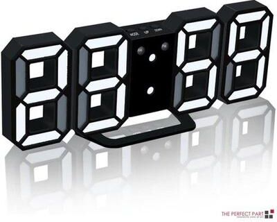 The Cart Load LED Big Wall Clock, USB Powered Digital Alarm, Snooze Function, Auto Brightness black & White