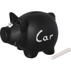 Out-of-the-Blue Sparschwein Schwarzes Schwein, schwarz, zum Beschriften, mit Schlüssel, aus Keramik, 16 cm
