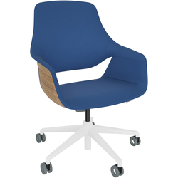 Sedus se:mission Bürostuhl mit niedriger Rückenlehne und 5-Stern Aluminiumfuß - Era Maturity blau (CSE40) / Nussbaum ruhig (D14s) / Purweiß (158)