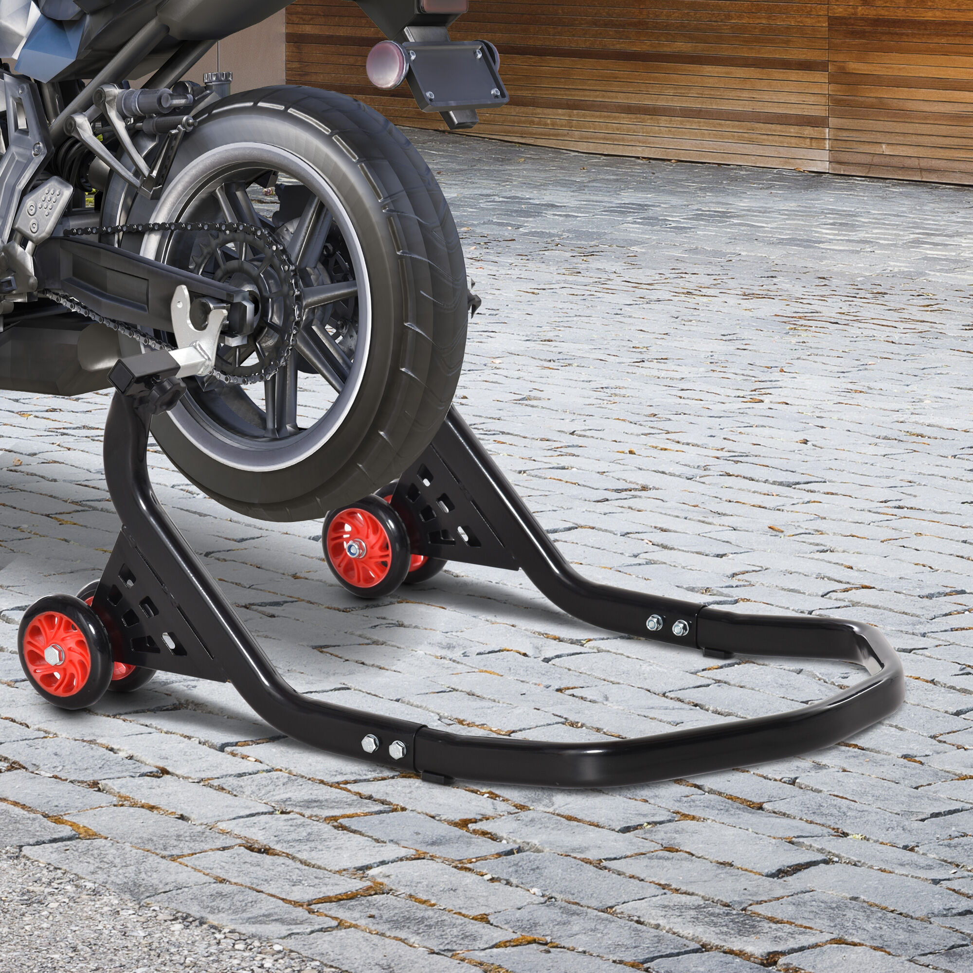 Altro Cavalletto Alzamoto Posteriore Universale E Regolabile Cavalletto Spostamoto Per Moto Sportive Fino 200kg Nero