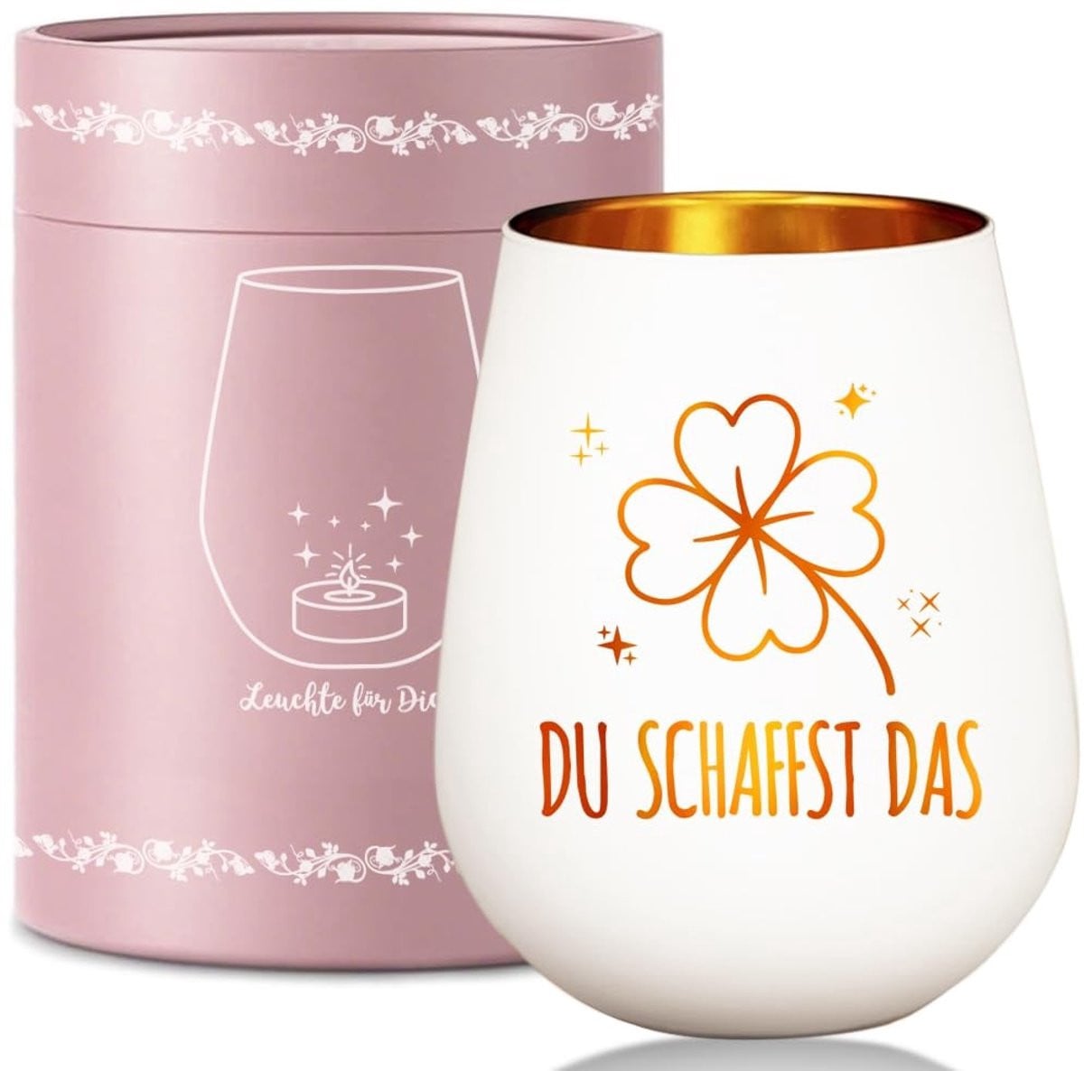 Dailygoods Windlicht Glas Geluksbrenger met Klavertje Vier - Theelichthouder als Cadeau