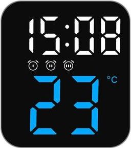 Inspired Deals Smart LED Digital Wall Clock With Temperature Display And Dual Alarms For Bedroom Office ice Blue