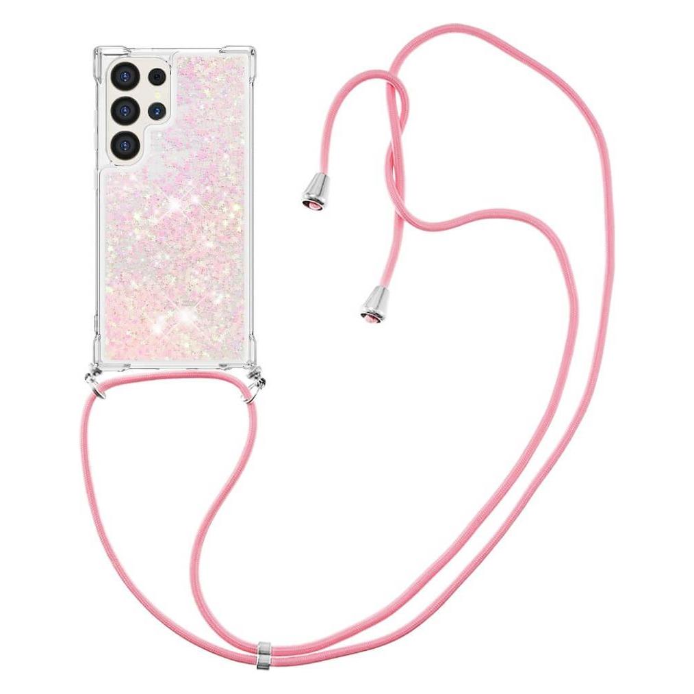 Cover-Discount Glitzer Hülle mit Umhängeband rosa (Samsung Galaxy S24 Ultra) (660167166I)