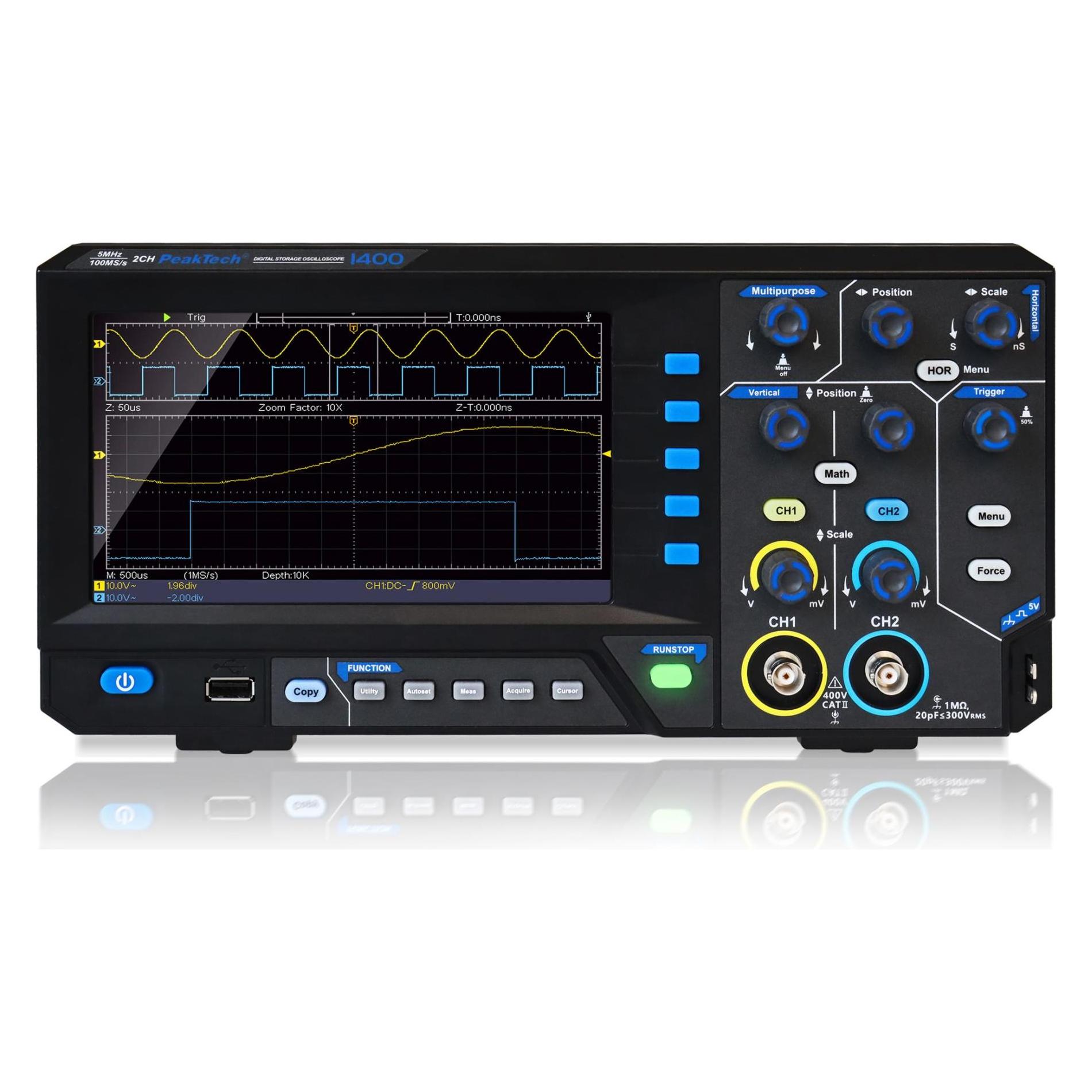 Peaktech P 1400 Oscilloscop (CAT II 400V, Oszilloskop) (P 1400)