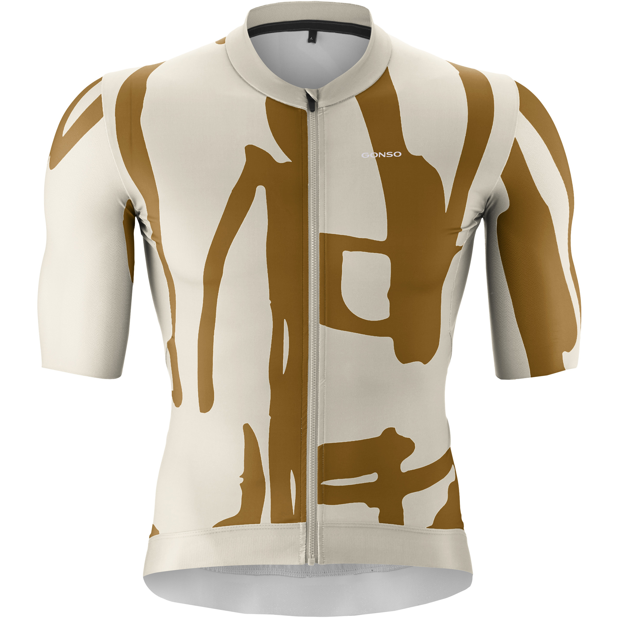 Gonso Road Print Trikot Herren Radtrikots beige Größe S Rennrad Elastisch