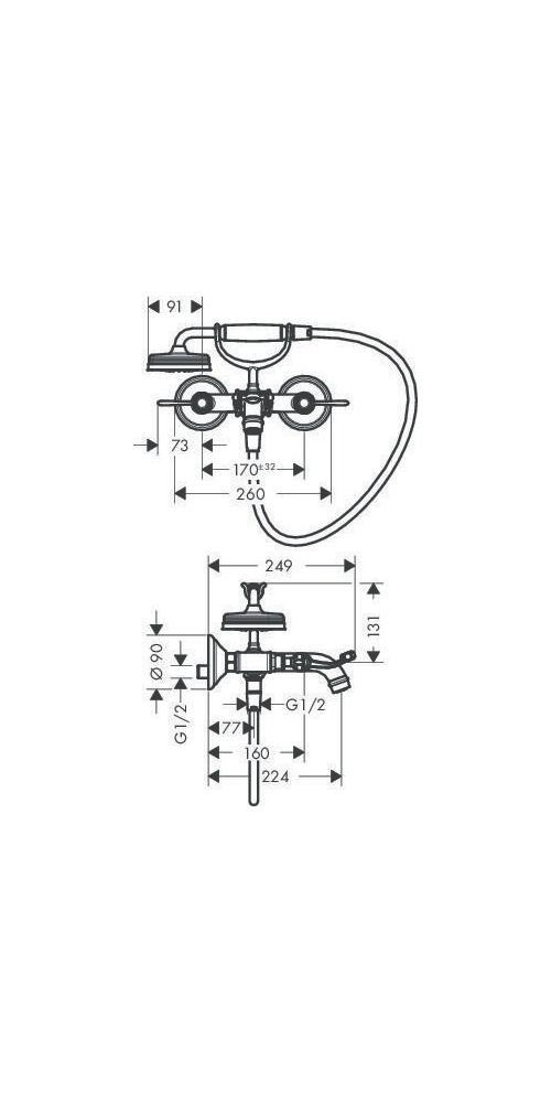 AXOR 16551820 Zweigriff Wannenarmatur Aufputz Axor